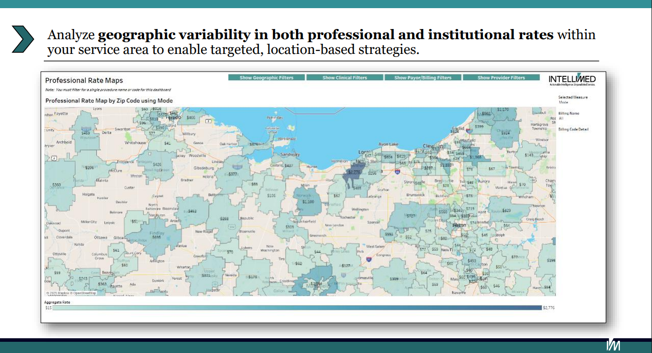 Geographic rate variability map